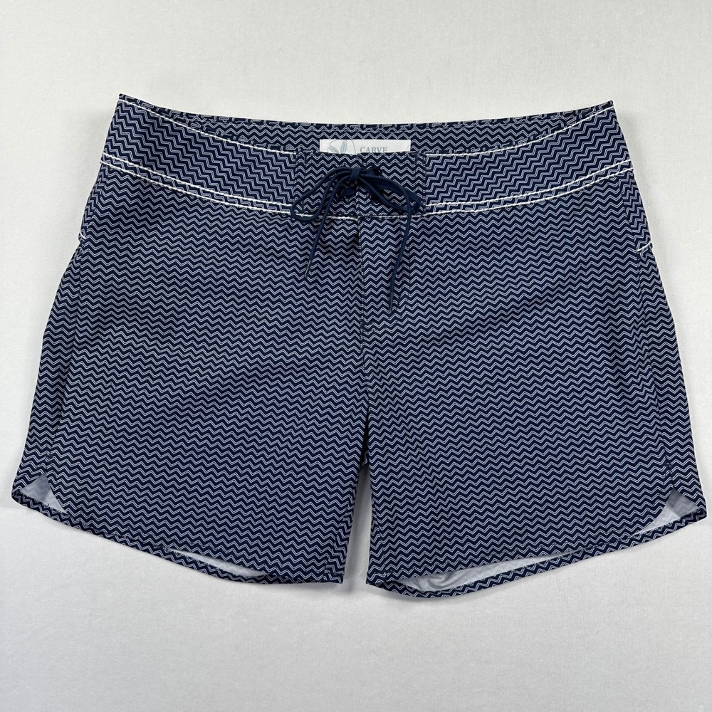 New Carve Designs Paddle Board Swim Shorts 4 Navy Blue Chevron Zig Zag Coastal